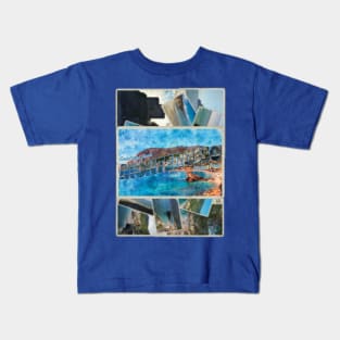 Greetings from Monterosso al Mare in Cinque Terre Vintage style retro souvenir Kids T-Shirt